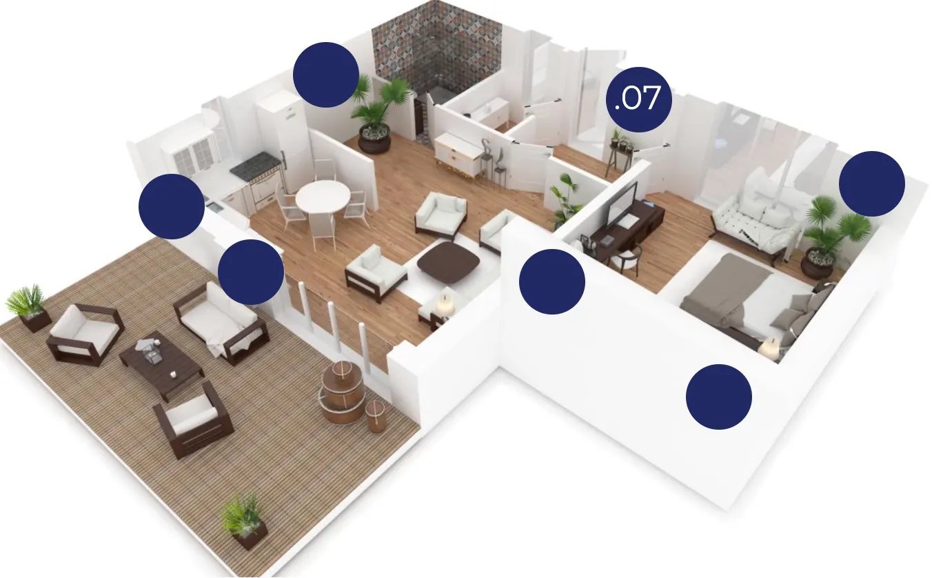 plan de maison avec position du clavier de commande